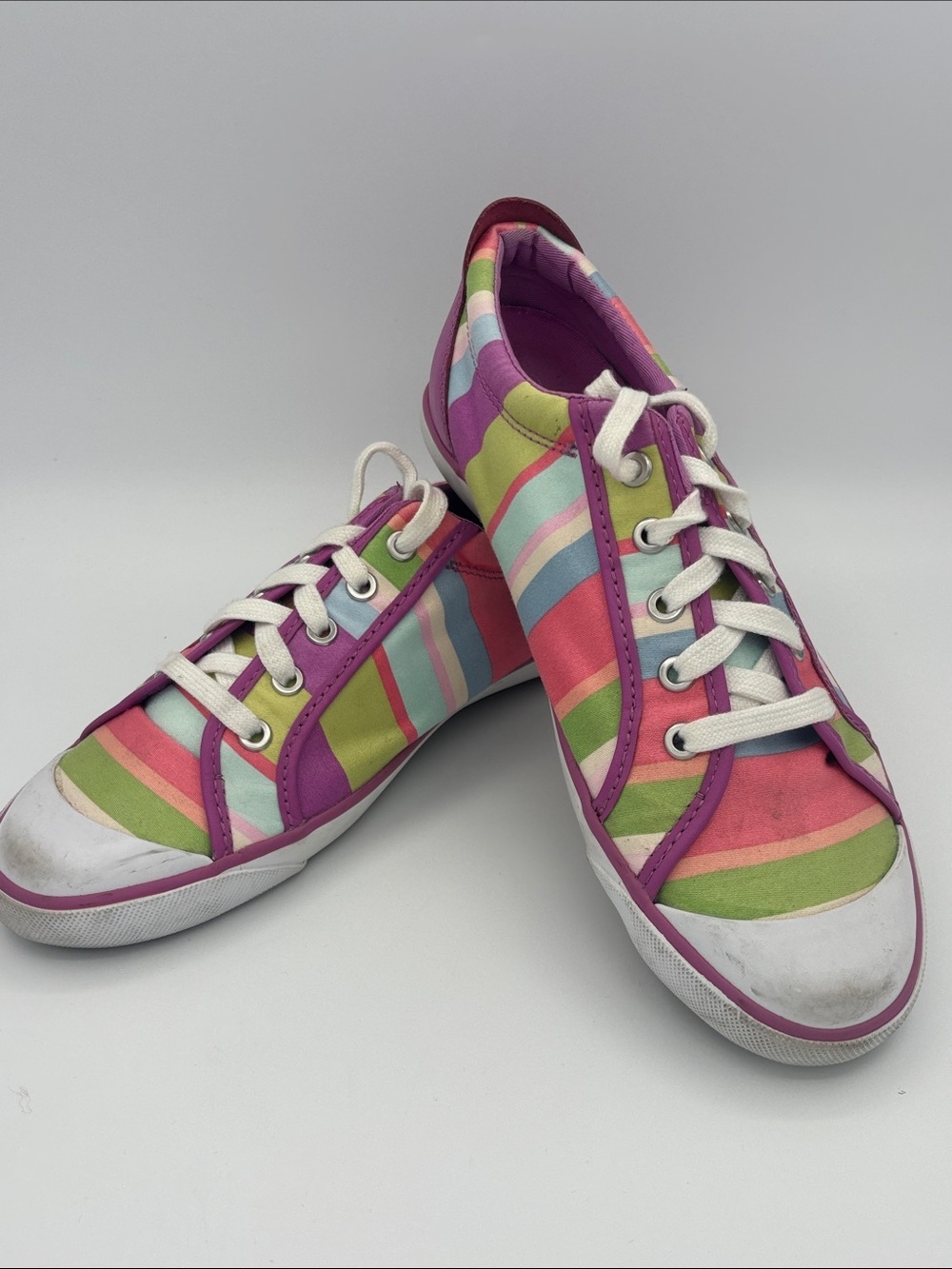 Coach Women’s Barrett Low-Top Lace Up Sneaker Tennis Shoes - Striped - Sz 10